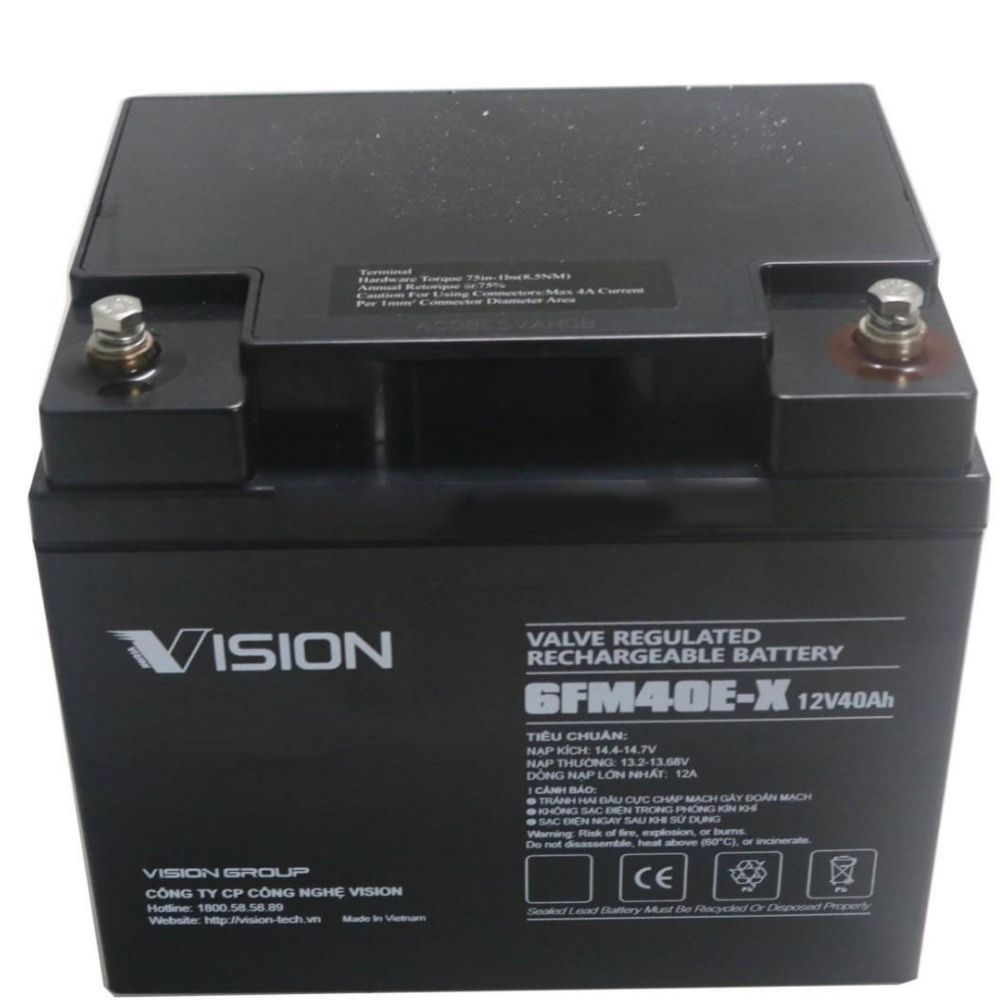 Ắc quy Viễn thông Vision 12V/40Ah 6FM40E-X 1 Ắc quy Viễn thông Vision 12V/40Ah 6FM40E-X