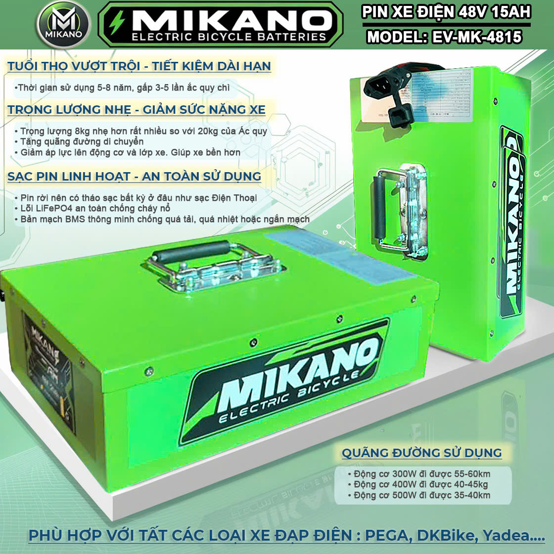 Pin lithium xe điện 60V 20Ah xe đạp điện, xe máy điện ( kèm sạc đồng bộ) 4 Pin lithium xe điện 60V 20Ah xe đạp điện, xe máy điện ( kèm sạc đồng bộ) - Ảnh 4